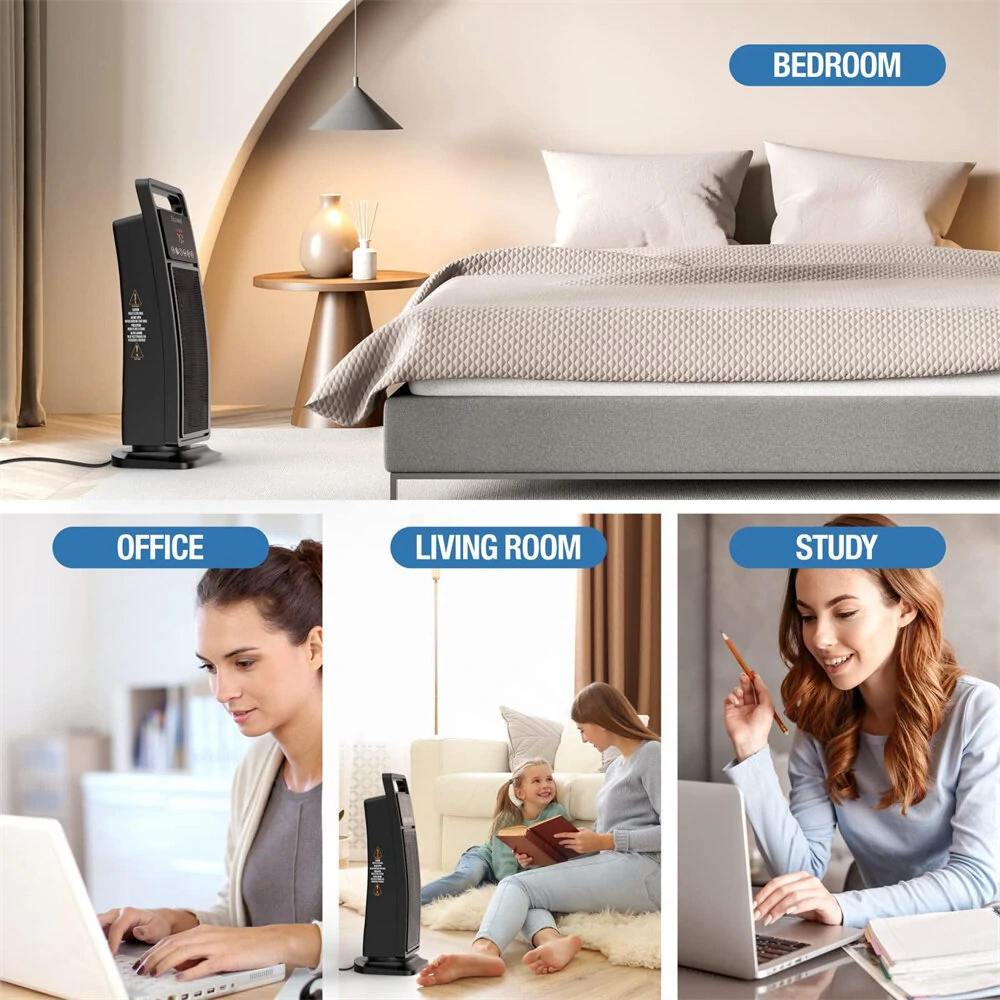 (image for) Ecowell 21" Tower Heater with Remote 2000W Ceramic Warm Air Fan Portable Heater for Home Bedroom Office